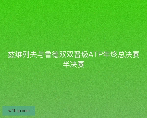 兹维列夫与鲁德双双晋级ATP年终总决赛半决赛 兹维列夫与鲁德双双晋级ATP年终总决赛半决赛